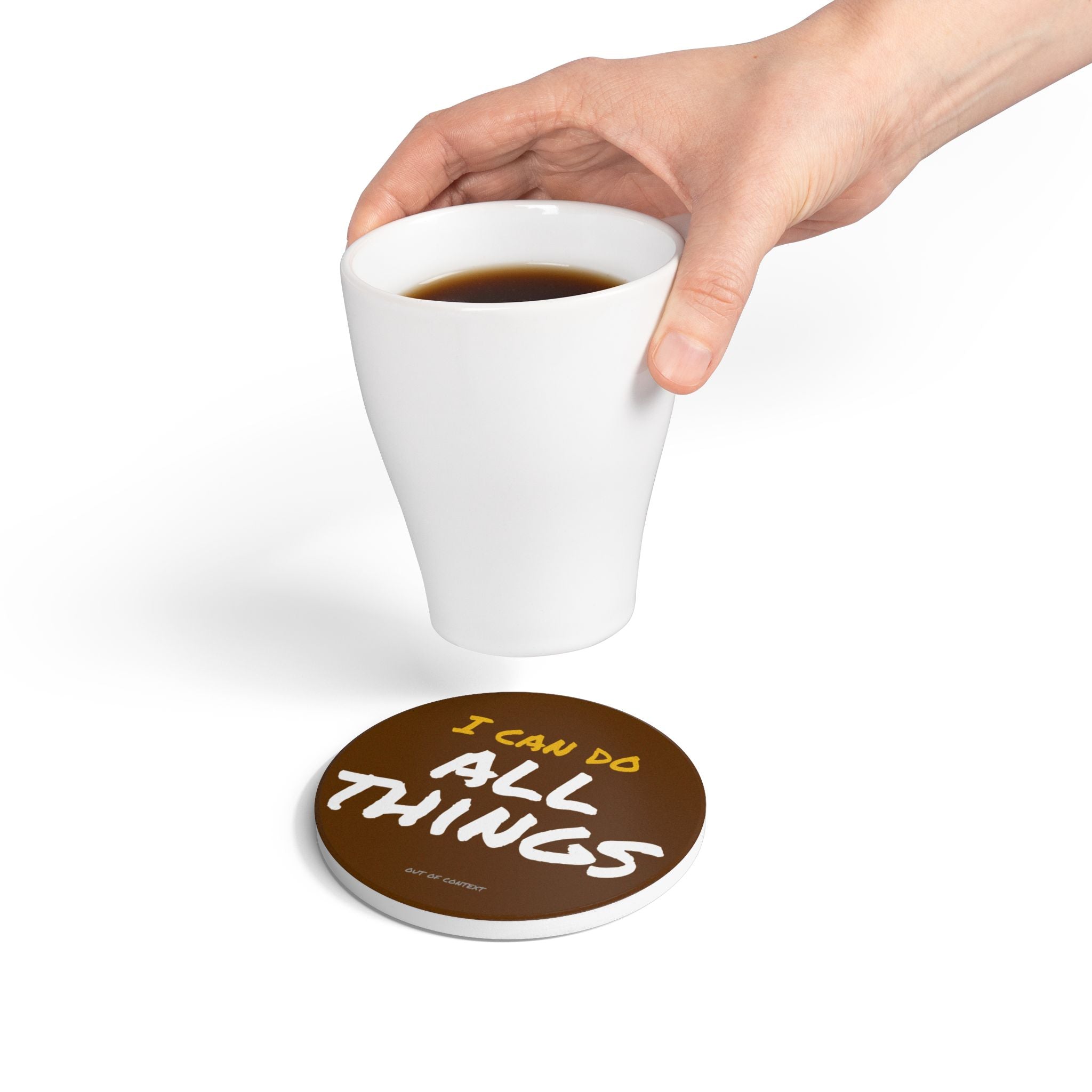 Ceramic Coaster - I Can Do All Things (out of context) - brown accent