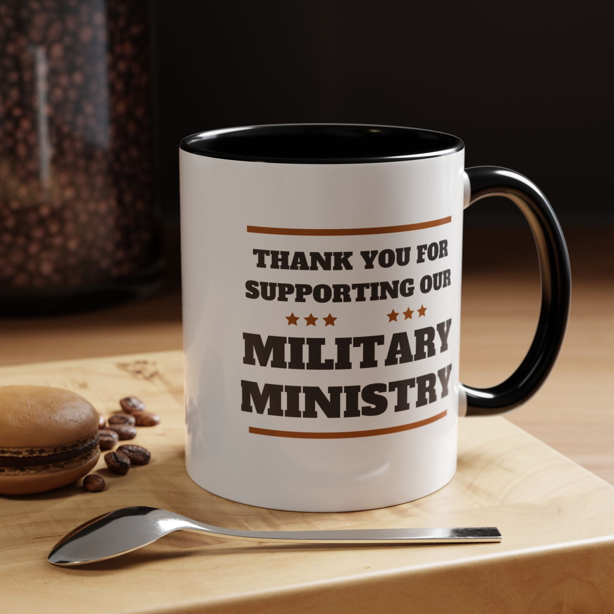 Military Ministry Support Mug -black accent