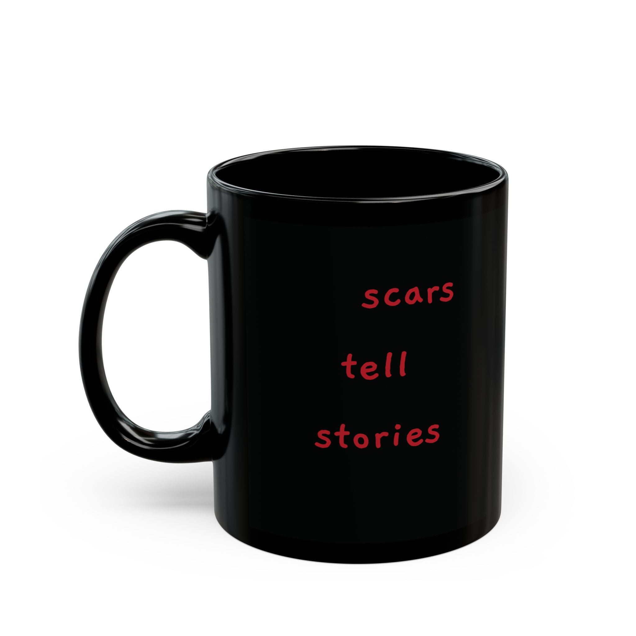 Scars Tell Stories, Revelation 5:6 - 11oz black mug