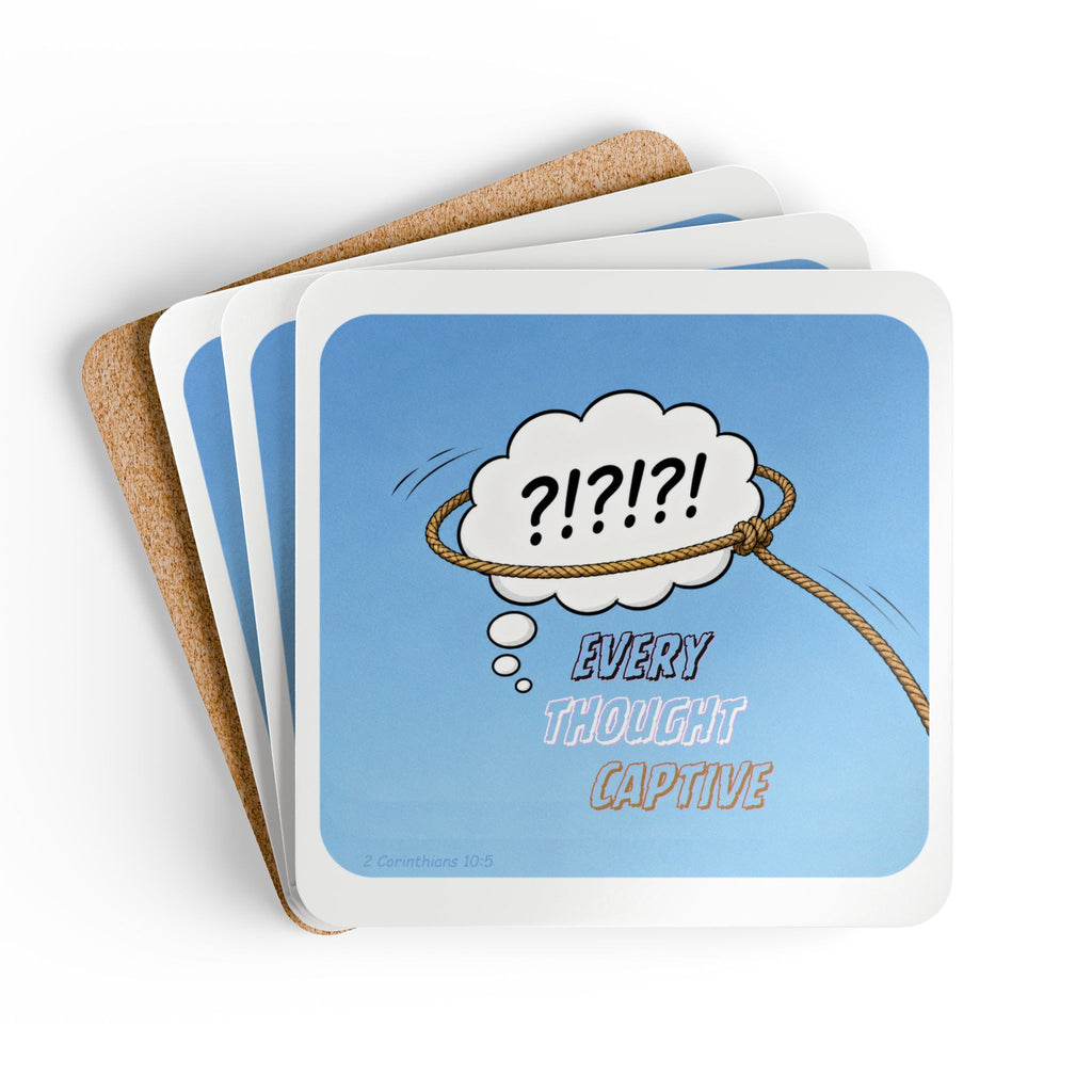 Every Thought Captive Cork Coaster Set of four — 2 Cor 10:5